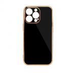 Hurtel Capa Lighting Color para iphone 13 Pro Max Preta em Gel com Moldura Dourada