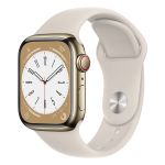 Apple Watch Series 8 GPS+Cellular 41mm Aço Inoxidável Dourado c/ Bracelete Desportiva Luz das Estrelas