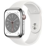 Apple Watch Series 8 GPS+Cellular 45mm Aço Inoxidável Prateado c/ Bracelete Desportiva Branca