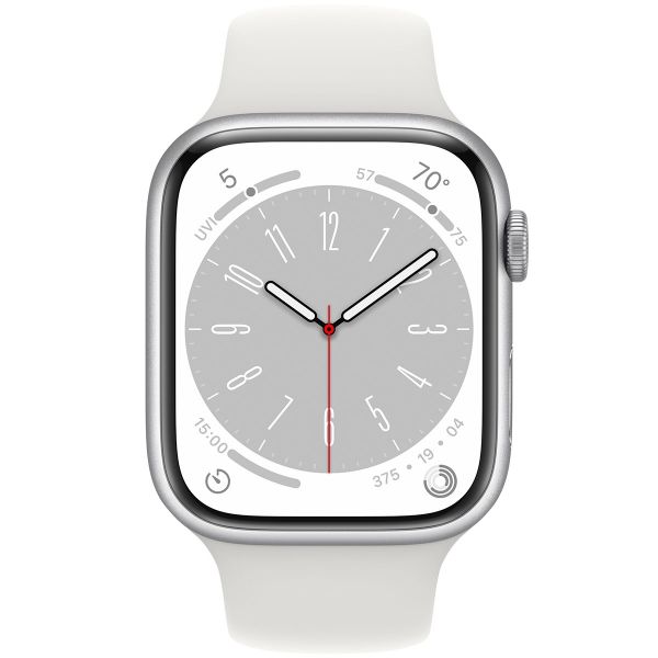 Apple Watch Series 8 GPS+Cellular 45mm Alumínio Prateado c/ Bracelete Desportiva Branca