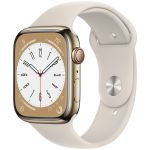 Apple Watch Series 8 GPS+Cellular 45mm Aço Inoxidável Dourado c/ Bracelete Desportiva Luz das Estrelas