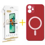 Accetel Pack 2x Película de Vidro Temperado 2.5D + Capa Accetel iPhone 11 Compatível com Magsafe Magnetic Red - 8434010338280