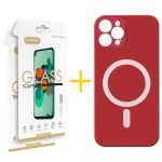 Accetel Pack 2x Película de Vidro Temperado 2.5D + Capa Accetel iPhone 14 Pro Max Compatível com Magsafe Magnetic Red - 8434010336989