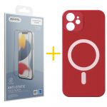 Accetel Pack 1x Película de Vidro Temperado Anti-estático + Capa Accetel iPhone 11 Compatível com Magsafe Magnetic Red - 8434010338785