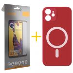 Accetel Pack 1x Película de Vidro Temperado Full + Capa Accetel iPhone 11 Compatível com Magsafe Magnetic Red - 8434010338389