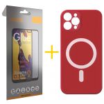 Accetel Pack 1x Película de Vidro Temperado Full + Capa Accetel iPhone 13 Pro Max Compatível com Magsafe Magnetic Red - 8434010334480