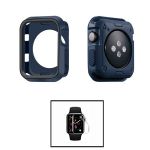 Kit Capa Military DoubleColor + Película de Hidrogel para Apple Watch SE (2022) 44mm Blue/Black