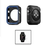 Kit Capa de Proteção Reforçada + Película de Hydrogel para Apple Watch SE (2022) 44mm Black/Blue - 7427285808382