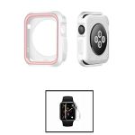 Kit Capa de Proteção Reforçada + Película de Hydrogel para Apple Watch SE (2022) 44mm White/Pink - 7427285808368