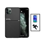 Kit Capa Traseira Magnética Anti Choque + Película de Vidro Temperado GorilasGlass + Suporte Magnético Com Pernas para iPhone 14 Pro Black - 7427285817735