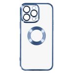 Avizar Capa iPhone 14 Pro Silicone Câmara Protegida Transparente Contorno Blue Cromado - Back-krokam-bl-14p