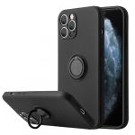 Capa Silicone com Anel de Dedo iPhone 14 Pro Preto com Protetor de Câmera