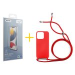 Accetel Pack 1x Película de Vidro Temperado Anti-estático + Capa Accetel Apple iPhone 14 Pro Max Gel Rope Red - 8434010325075