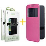 Accetel Pack 2x Película de Vidro Temperado Anti-spy + Capa Accetel Apple iPhone 14 Pro Max Gandy Flip Cover Pink - 8434010324368