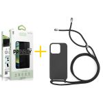 Accetel Pack 1x Película de Vidro Temperado Anti-spy + Capa Accetel Apple iPhone 14 Pro Max Gel Rope Black - 8434010323729