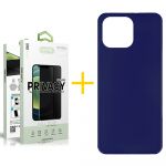 Accetel Pack 1x Película de Vidro Temperado Anti-spy + Capa Accetel Apple iPhone 14 Pro Max Silicone Liso Blue - 8434010323644