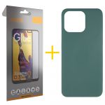 Accetel Pack 1x Película de Vidro Temperado Full + Capa Accetel Apple iPhone 14 Pro Max Silicone Líquido Green Escuro - 8434010322531