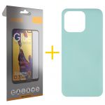 Accetel Pack 1x Película de Vidro Temperado Full + Capa Accetel Apple iPhone 14 Pro Max Silicone Líquido Verde-água - 8434010322500