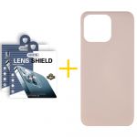 Accetel Pack 2x Película de Câmara + Capa Accetel Apple iPhone 14 Pro Silicone Líquido Rosa-creme - 8434010319128
