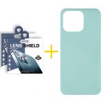 Accetel Pack 2x Película de Câmara + Capa Accetel Apple iPhone 14 Pro Silicone Líquido Verde-água - 8434010319104