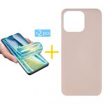 Accetel Pack 2x Película de Hidrogel + Capa Accetel Apple iPhone 14 Pro Silicone Líquido Rosa-creme - 8434010317803