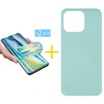 Accetel Pack 2x Película de Hidrogel + Capa Accetel Apple iPhone 14 Pro Silicone Líquido Verde-água - 8434010317780