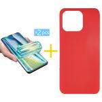 Skyhe Pack 2x Película de Hidrogel + Capa Skyhe Apple iPhone 14 Pro Silicone Líquido Red - 8434010317490