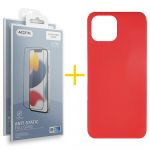 Accetel Pack 2x Película de Vidro Temperado Anti-estático + Capa Accetel Apple iPhone 14 Plus Silicone Líquido Red - 8434010307682