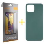 Accetel Pack 1x Película de Vidro Temperado Full + Capa Accetel Apple iPhone 14 Plus Silicone Líquido Green Escuro - 8434010304964