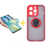 Skyhe Pack 1x Película de Hidrogel + Capa Skyhe Apple iPhone 14 Pro Gel Bumper Ring Red - 8434010316769