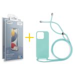 Accetel Pack 2x Película de Vidro Temperado Anti-estático + Capa Accetel Apple iPhone 14 Pro Gel Rope Green Água - 8434010316394
