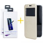 Accetel Pack 2x Película de Vidro Temperado Anti-estático + Capa Accetel Apple iPhone 14 Pro Gandy Flip Cover Gold - 8434010316349