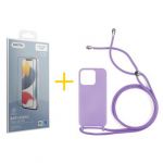 Accetel Pack 1x Película de Vidro Temperado Anti-estático + Capa Accetel Apple iPhone 14 Pro Gel Rope Violet - 8434010315748