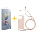 Skyhe Pack 1x Película de Vidro Temperado Anti-estático + Capa Skyhe Apple iPhone 14 Pro Gel Rope Pink Pastel - 8434010315441