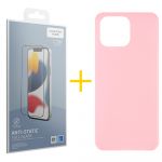 Skyhe Pack 1x Película de Vidro Temperado Anti-estático + Capa Skyhe Apple iPhone 14 Pro Silicone Liso Pink - 8434010315328