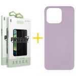 Skyhe Pack 2x Película de Vidro Temperado Anti-spy + Capa Skyhe Apple iPhone 14 Pro Silicone Líquido Purple - 8434010314840