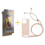 Accetel Pack 2x Película de Vidro Temperado Full + Capa Accetel Apple iPhone 14 Pro Gel Rope Pink Pastel - 8434010313799