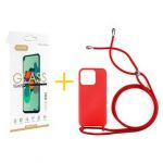 Accetel Pack 1x Película de Vidro Temperado 2.5D + Capa Accetel Apple iPhone 14 Pro Gel Rope Red - 8434010311832