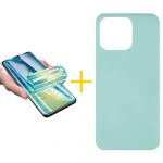 Accetel Pack 1x Película de Hidrogel + Capa Accetel Apple iPhone 14 Pro Max Silicone Líquido Verde-água - 8434010326423