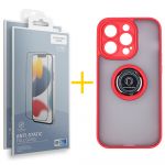 Skyhe Pack 2x Película de Vidro Temperado Anti-estático + Capa Skyhe Apple iPhone 14 Pro Max Gel Bumper Ring Red - 8434010325426