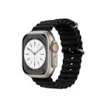 Bracelete de Silicone Ocean Ondulada para Apple Watch SE - 44mm Black - 7427285845691