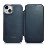 Icarer Ce Oil Wax Premium Leather Folio Case Leather Case para iphone 14 Plus Flip Magnetic Magsafe Blue (Aki14220707-Bu)
