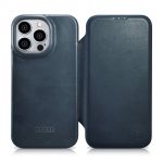 Icarer Ce Oil Wax Premium Leather Folio Case Leather Case para iphone 14 Pro Max Flip Magnetic Magsafe Blue (Aki14220708-Bu)