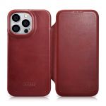 Icarer Ce Oil Wax Premium Leather Folio Case Leather Case para iphone 14 Pro Flip Magnetic Magsafe Red (Aki14220706-Rd)