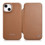 Icarer Ce Premium Leather Folio Case para iphone 14 Plus Flip Magnetic Magsafe Brown (Wmi14220715-Bn)