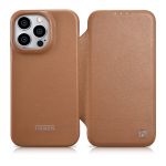 Icarer Ce Premium Leather Folio Case para iphone 14 Pro Flip Magnetic Magsafe Brown (Wmi14220714-Bn)