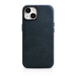 Icarer Oil Wax Premium Leather Case iphone 14 Magnetic Leather Case With Magsafe Dark Blue (Wmi14220701-Bu)