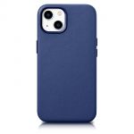Icarer Case Leather Genuine Leather Case Cover para iphone 14 Plus Blue (magsafe Compatible)