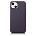 Icarer Case Leather Genuine Leather Case Cover para iphone 14 Dark Purple (Wmi14220705-Dp) (magsafe Compatible)