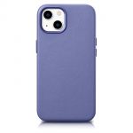 Icarer Case Leather Genuine Leather Case Cover para iphone 14 Light Purple (Wmi14220705-Lp) (magsafe Compatible)